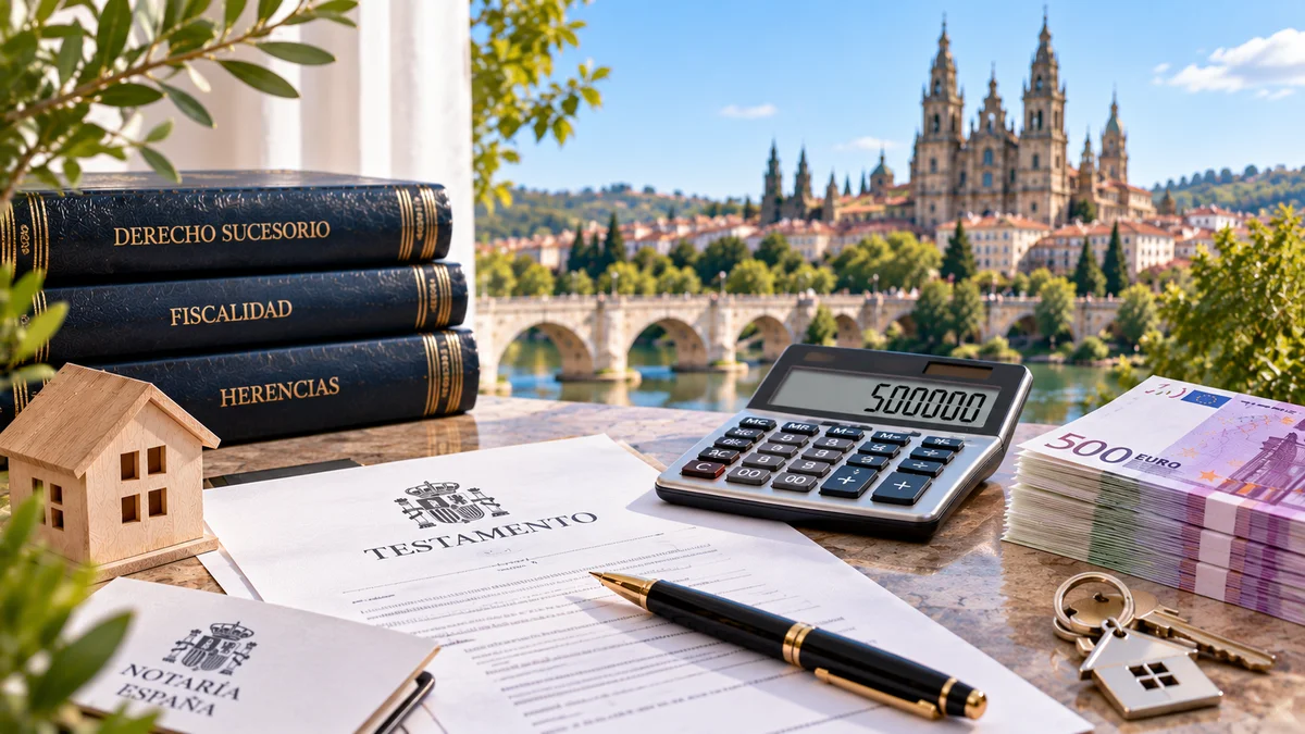 Documentos de herencia y calculadora, 500.000 euros