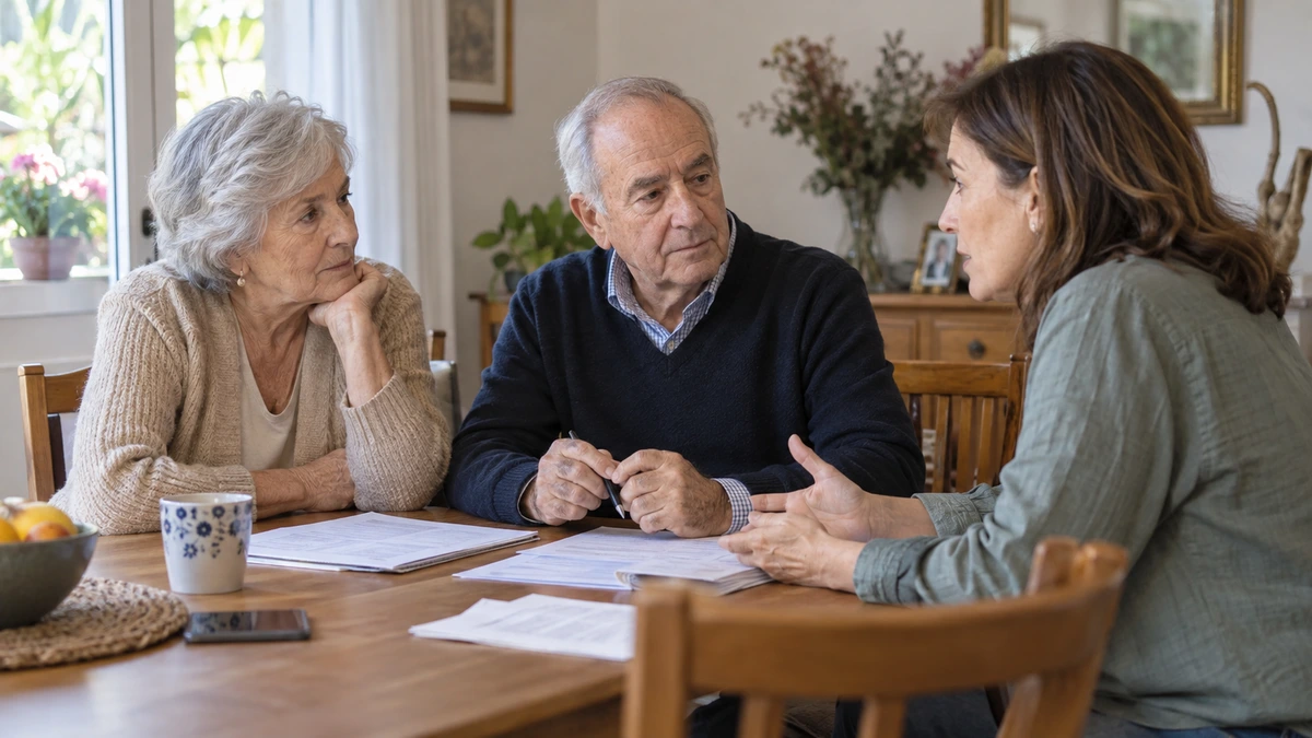 ¿Donar en vida o heredar? Dos generaciones de una familia sentadas a la mesa