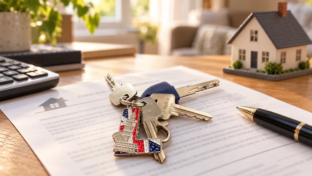 Llaves de una vivienda sobre un contrato de préstamo