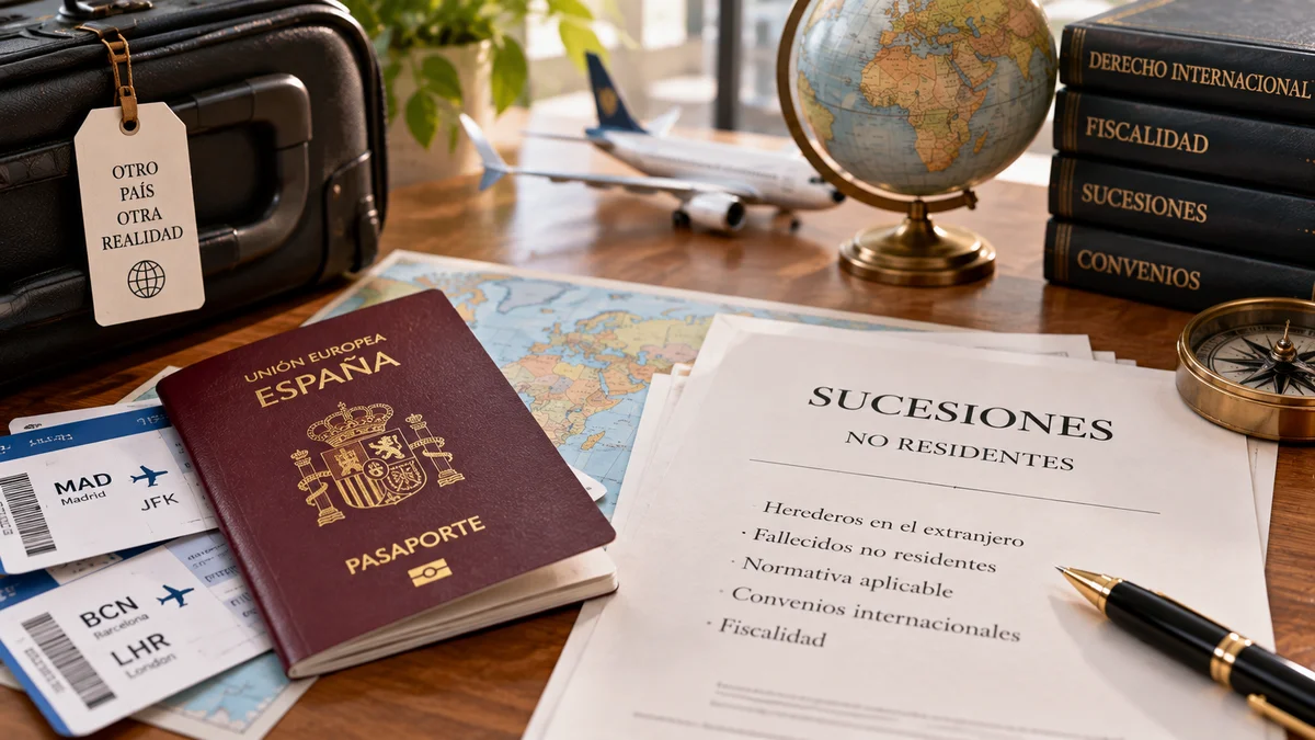 Pasaporte y documentos de viaje sobre un escritorio