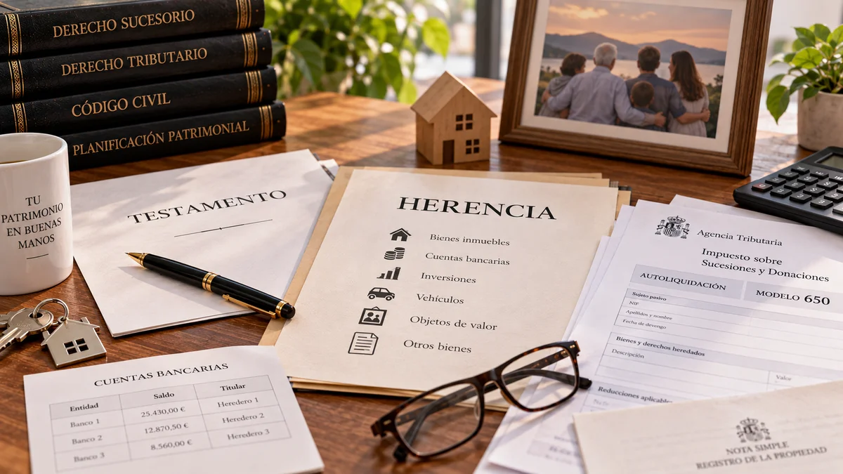 Qué es el impuesto de sucesiones y quién lo paga Documentos de una herencia sobre una mesa