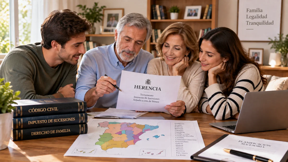 Sucesiones para sobrinos por comunidad Familia reunida en torno a una mesa, sobrinos