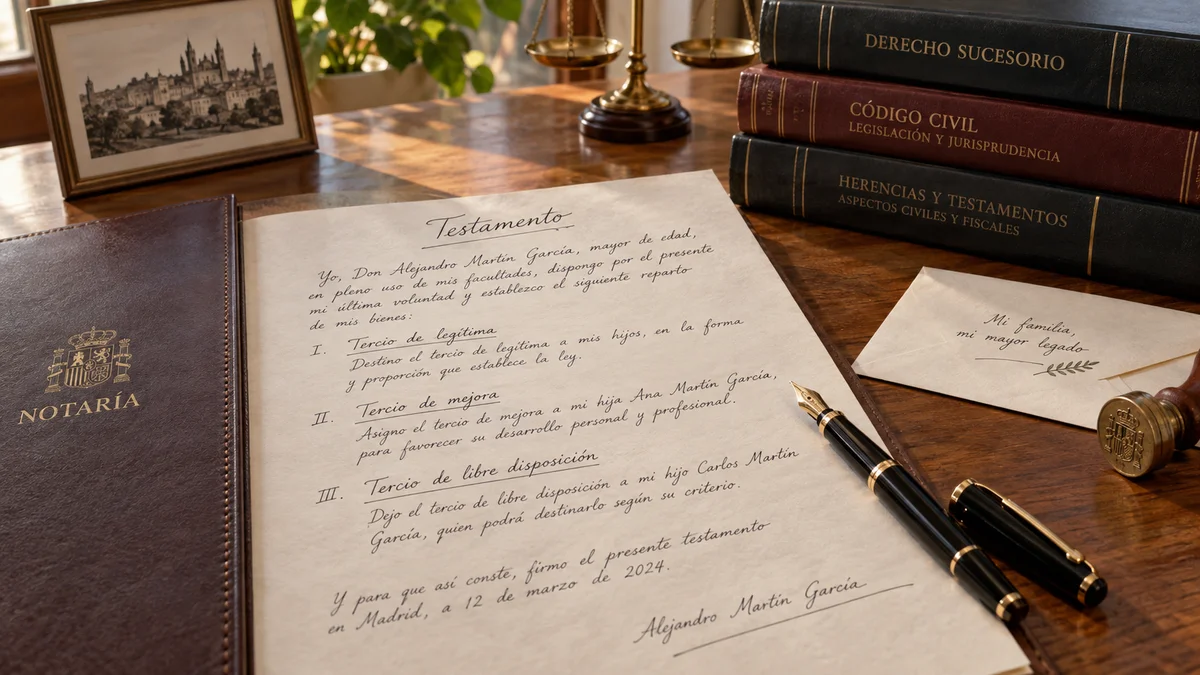 Testamento manuscrito con una pluma