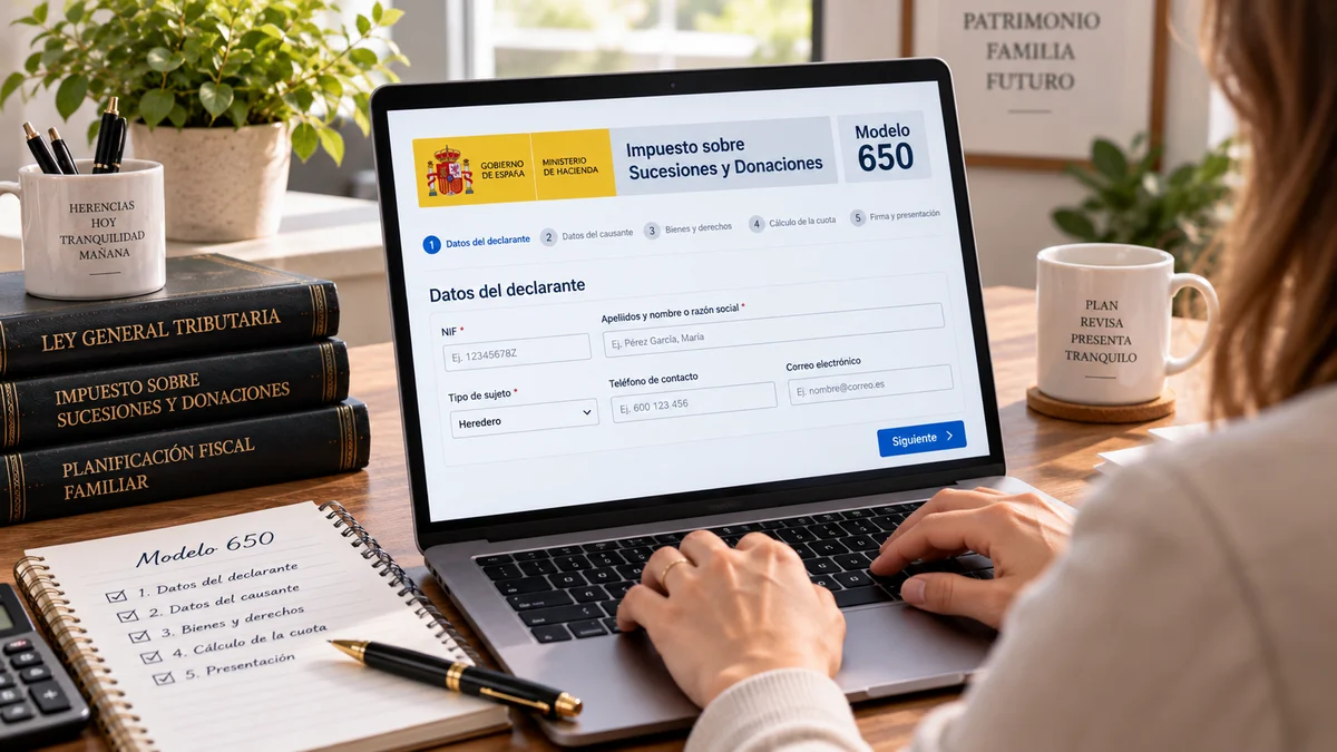 El modelo 650 paso a paso Persona rellenando un formulario en un ordenador