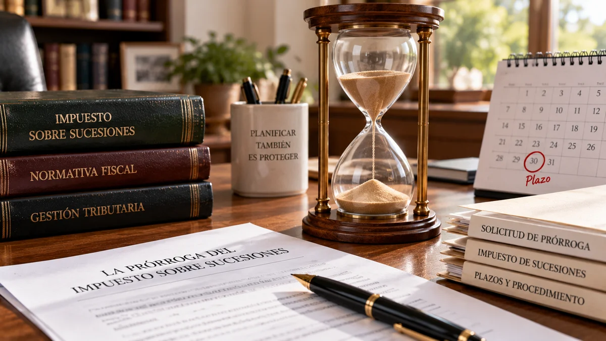 Reloj de arena sobre una mesa de despacho