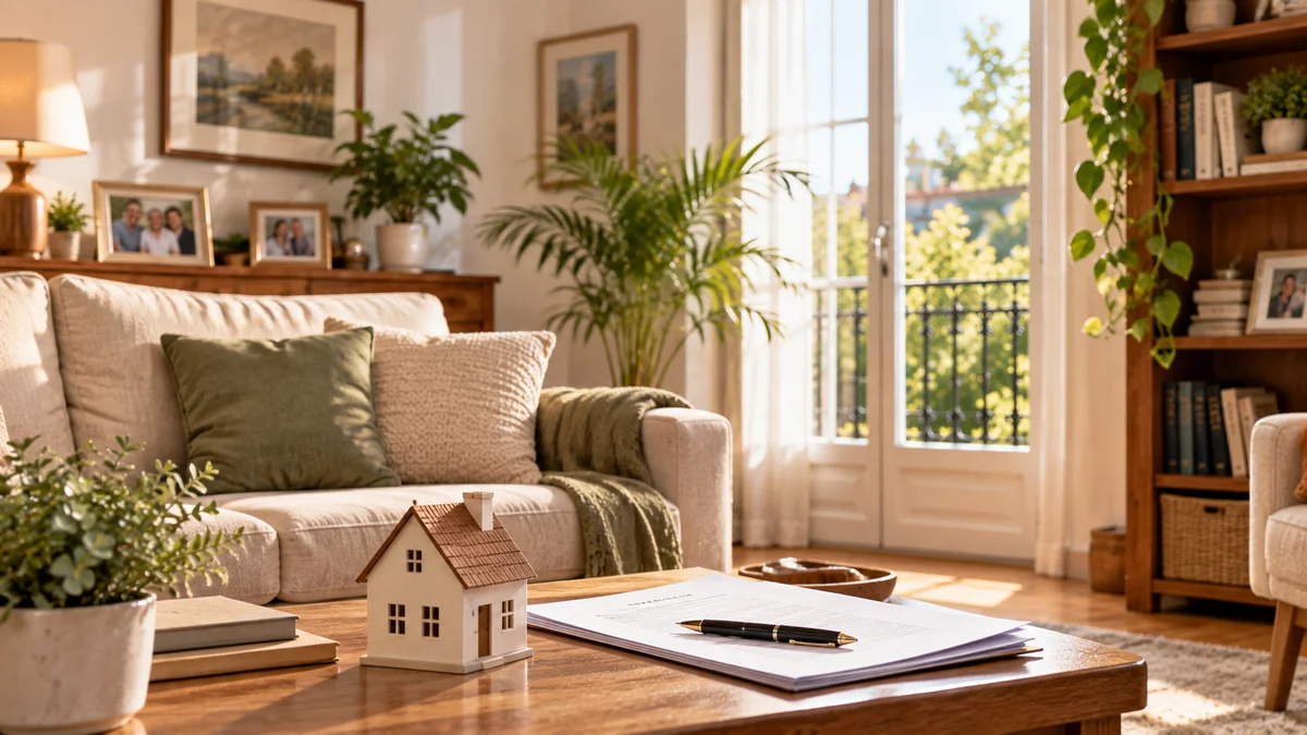 Reducción por vivienda habitual Salón de una vivienda familiar con luz natural